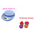 Cantar bucatarie 5 kg + 10 forme briose, (CB-5k-B+C), www.lutek.ro