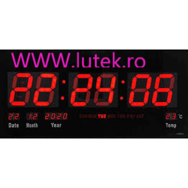 Ceas de perete cu afisaj rosu  (3615-R), www.lutek.ro