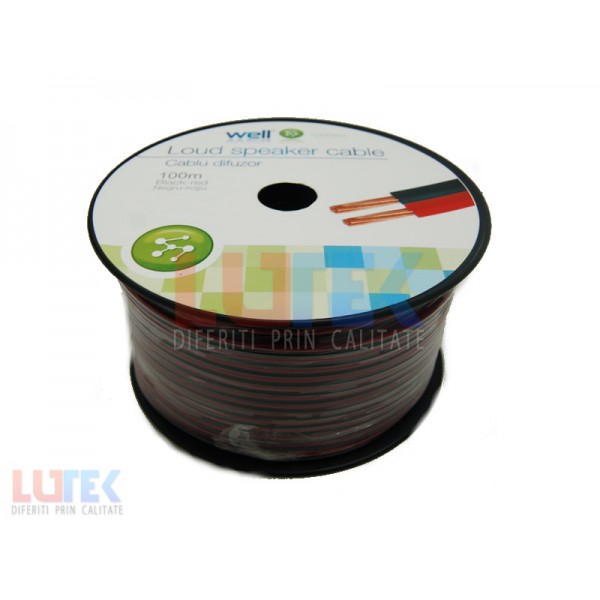 Cablu difuzor rosu negru Well 100m (LTK-WE05) - www.lutek.ro